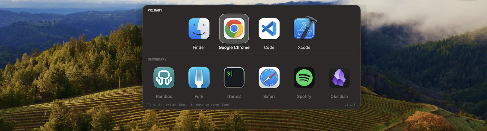 DualLane app switcher